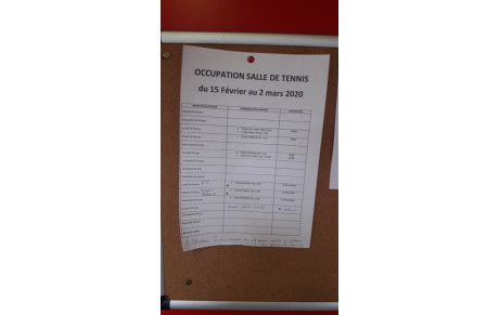 Occupation Salle De Tennis ( du 15/02 au 2/03/2020)